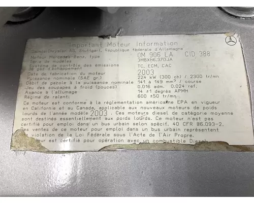 MERCEDES MBE900 Engine Assembly