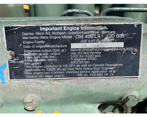 MERCEDES OM 429LA Engine Assembly