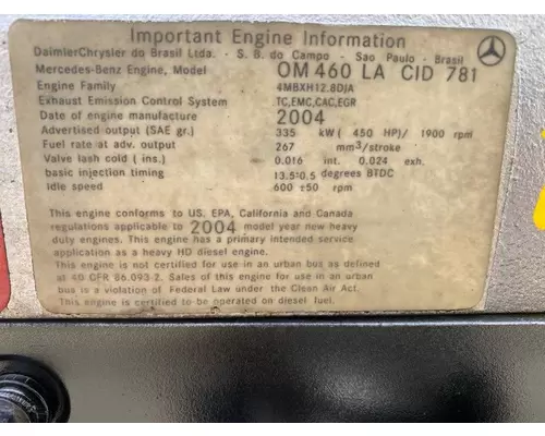 MERCEDES OM 460 LA Engine Assembly