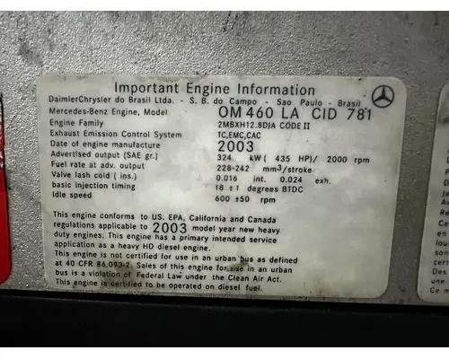 MERCEDES OM 460 LA Engine Assembly