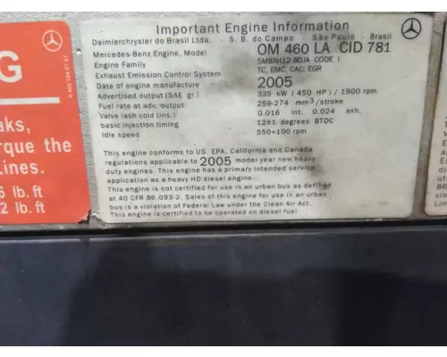 MERCEDES OM460-LA-MBE4000 EPA 04 ENGINE ASSEMBLY