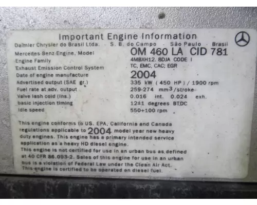 MERCEDES OM460LA Engine Assembly