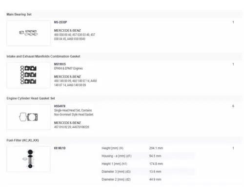 MERCEDES OM460 Engine Reman Kit