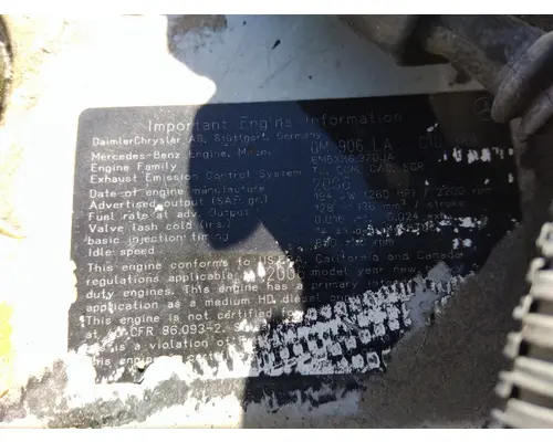 MERCEDES OM906-LA-MBE906 EPA 04 ENGINE ASSEMBLY