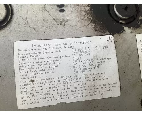 MERCEDES OM906LA Engine Assembly