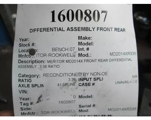 MERITOR-ROCKWELL 186ERTBD DIFFERENTIAL ASSEMBLY REAR REAR