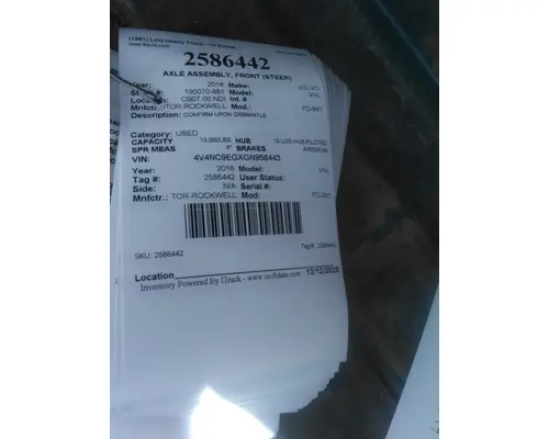 MERITOR-ROCKWELL FD-961 AXLE ASSEMBLY, FRONT (STEER)