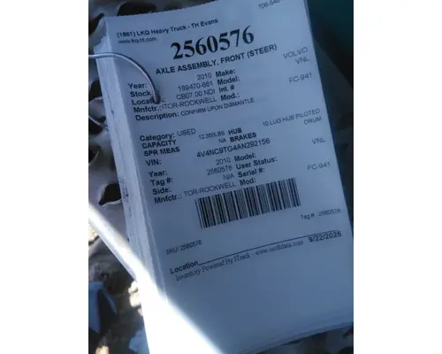 MERITOR-ROCKWELL FF-961 AXLE ASSEMBLY, FRONT (STEER)