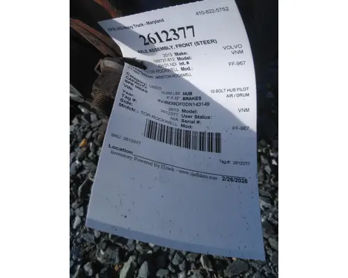 MERITOR-ROCKWELL FF-967 AXLE ASSEMBLY, FRONT (STEER)