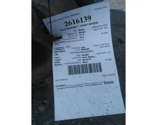 MERITOR-ROCKWELL FF-981 AXLE ASSEMBLY, FRONT (STEER)