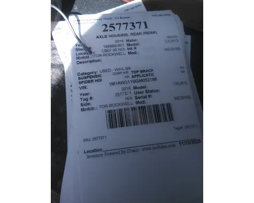 MERITOR-ROCKWELL ME20165 AXLE HOUSING, REAR (REAR)