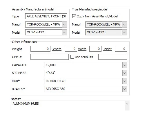 MERITOR-ROCKWELL MFS-12-132B AXLE ASSEMBLY, FRONT (STEER)