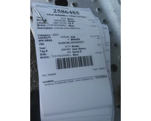 MERITOR-ROCKWELL MFS-12E-122A-N AXLE ASSEMBLY, FRONT (STEER)