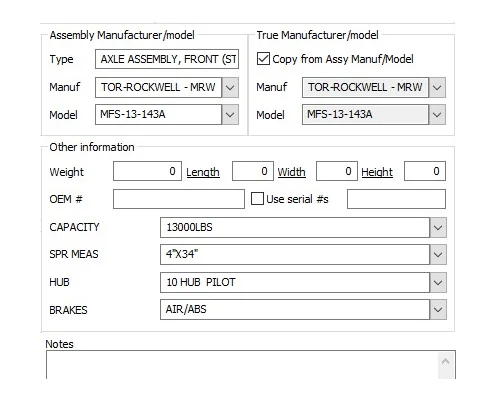 MERITOR-ROCKWELL MFS-13-143A AXLE ASSEMBLY, FRONT (STEER)