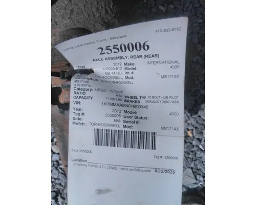 MERITOR-ROCKWELL MS1714X AXLE ASSEMBLY, REAR (REAR)