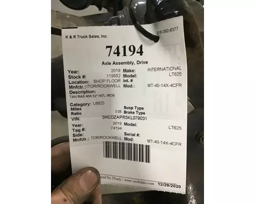 MERITOR/ROCKWELL MT-40-14X-4CFR Axle Assembly, Drive