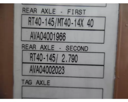 MERITOR-ROCKWELL RD20145R279 CUTOFF - TANDEM AXLE