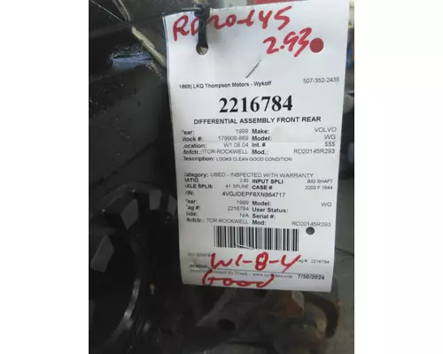 MERITOR-ROCKWELL RD20145R293 DIFFERENTIAL ASSEMBLY FRONT REAR