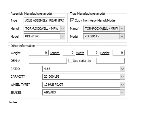MERITOR-ROCKWELL RDL20145 AXLE ASSEMBLY, REAR (FRONT)