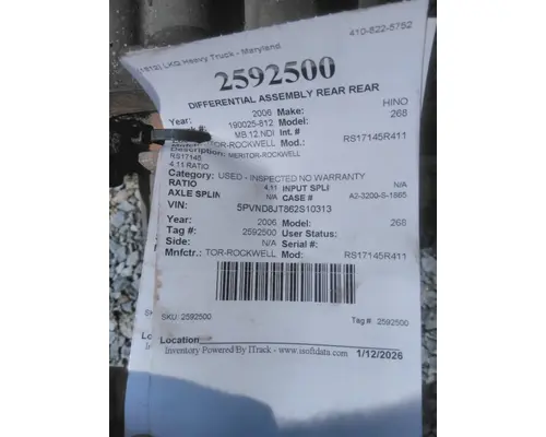 MERITOR-ROCKWELL RS17145R411 DIFFERENTIAL ASSEMBLY REAR REAR