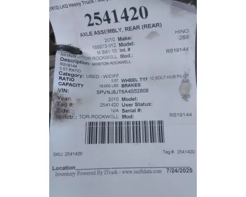 MERITOR-ROCKWELL RS19144 AXLE ASSEMBLY, REAR (REAR)