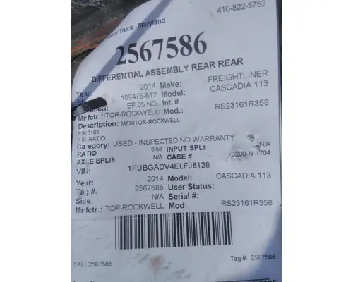 MERITOR-ROCKWELL RS23161R358 DIFFERENTIAL ASSEMBLY REAR REAR