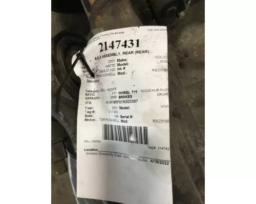 MERITOR-ROCKWELL RS23186 AXLE ASSEMBLY, REAR (REAR)