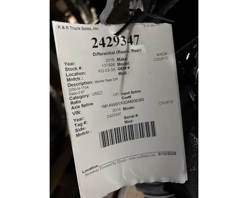 MERITOR CXU612 Cutoff Assembly (Complete With Axles)