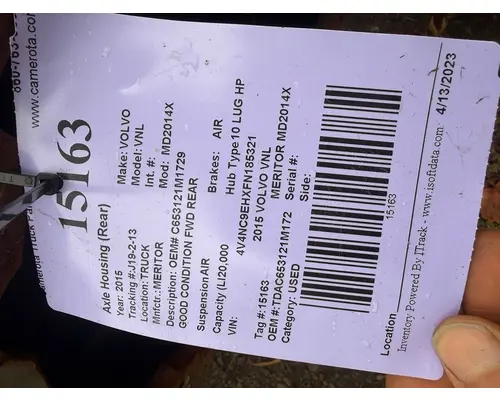 MERITOR MD2014X Axle Housing (Rear)