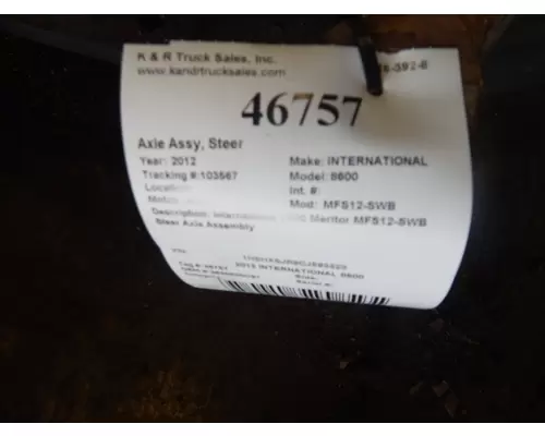 MERITOR MFS12-SWB Axle Assy, Steer