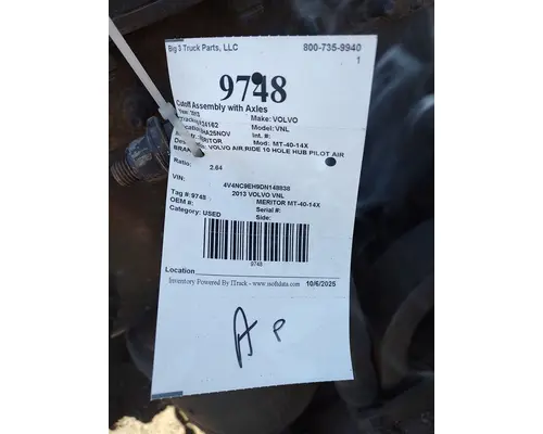 MERITOR MT-40-14X Cutoff Assembly with Axles