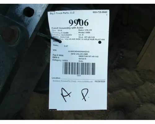 MERITOR MT-40-14X Cutoff Assembly with Axles