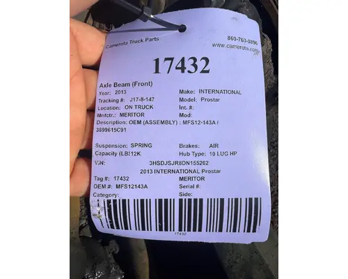 MERITOR Prostar Axle Beam (Front)