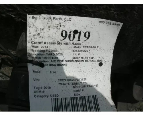 MERITOR RT46-160 Cutoff Assembly with Axles