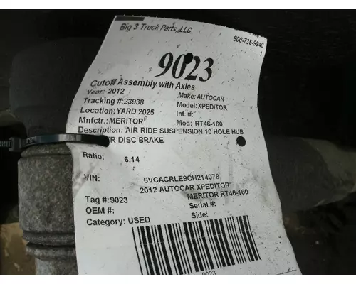 MERITOR RT46-160 Cutoff Assembly with Axles