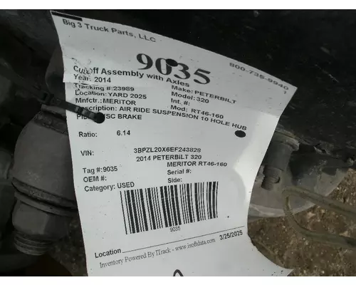 MERITOR RT46-160 Cutoff Assembly with Axles