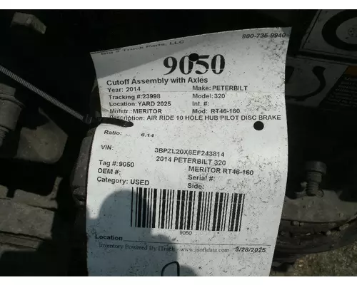 MERITOR RT46-160 Cutoff Assembly with Axles