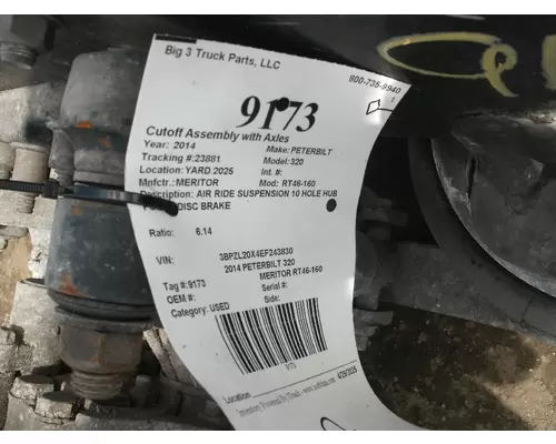 MERITOR RT46-160 Cutoff Assembly with Axles
