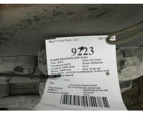 MERITOR RT46-160 Cutoff Assembly with Axles