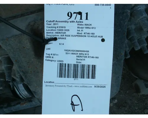 MERITOR RT46-160 Cutoff Assembly with Axles