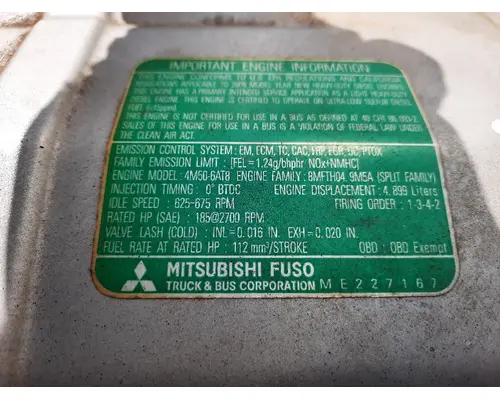 MITSUBISHI FUSO 4M50-6AT8 ENGINE ASSEMBLY