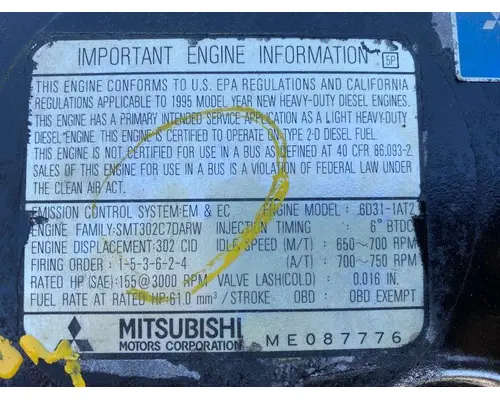 MITSUBISHI 6D31 Engine Assembly