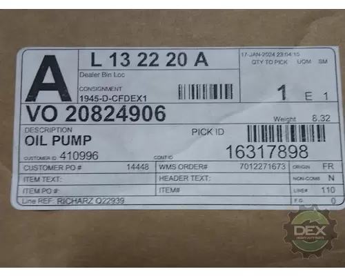 Oil Pump MACK  Dex Heavy Duty Parts, LLC  