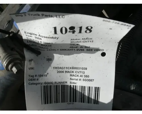 Engine Assembly MACK AI 350 Big 3 Truck Parts, LLC