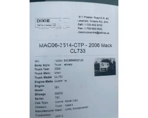 Mack CL733 Cab