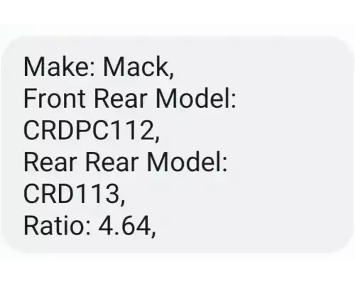 Mack CRD113 Axle Assembly, Rear (Single or Rear)