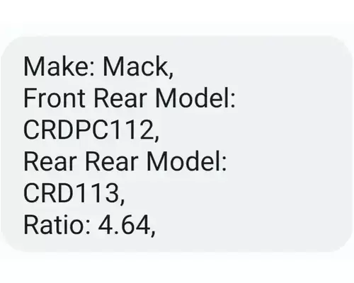 Mack CRD113 Axle Assembly, Rear