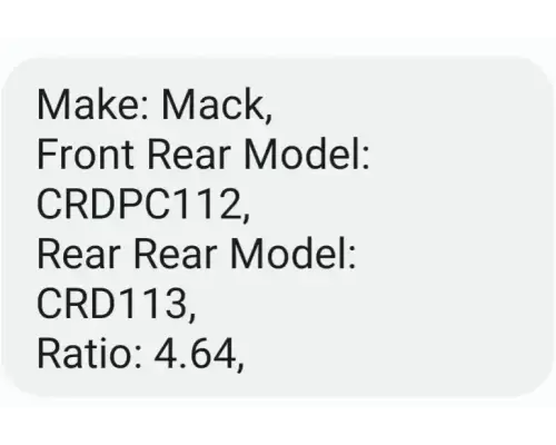Mack CRDPC112 Axle Assembly, Rear (Front)