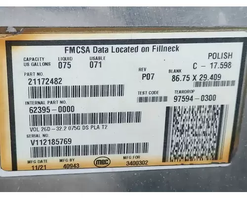 Mack CXU613 Fuel Tank