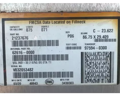 Mack CXU613 Fuel Tank